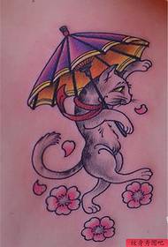 Tatuaggio di gatto dei cartoni animati sul retro