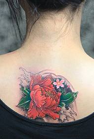 e Réck Peony Blummen Tattoo Muster