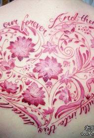 Krásne srdce tvarované listy na chrbte s lotosovým tetovaním