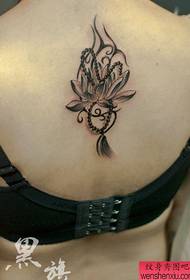 a back lotus bead tattoo pattern