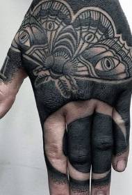 Hand zréck Perséinlechkeet schwaarz Mo a Mond Tattoo Tattoo Muster