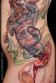 Cintura lado engraçado misterioso culto sangrento mão humana tatuagem imagens