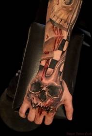 Warna lengan pola tato tengkorak berdarah