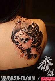Back geisha tattoo patroon