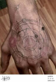 Modello di tatuaggio piccolo sistema solare stile scienza mano indietro