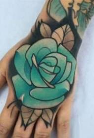 Kéz tetoválás Személyre szabott 9 kézzel vissza nagy virág alakú tetoválás mintázat