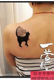 뷰티 백 토템 고양이 문신 패턴