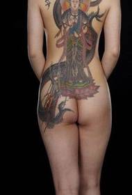 Beauty full back Guanyin tattoo dragon patroon