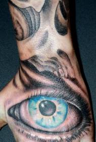 Motif de tatouage yeux bleu grands dos