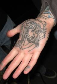 Tangan pola tato Yesus sederhana dan tidak berwarna