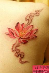 Bel modello di tatuaggio di loto di colore posteriore