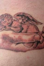 Durmiendo en la palma de tu mano, pequeño patrón de tatuaje de ángel