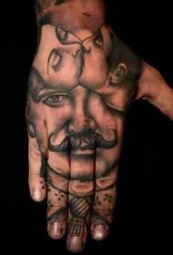 Hand terug zwart paar portret persoonlijkheid tattoo patroon