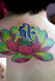 Nugaros lotoso šventovės tatuiruotės modelis
