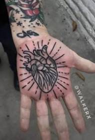 Personigita rekomendo de nigra kaj griza tatuaje en la palmo de via mano