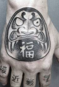 Rov qab tes piav qhia style dub thiab dawb Dharma Suav ua cim tattoo qauv