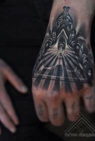 Hand zréck mysteriéis Schädel Symbol Tattoo Muster
