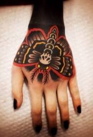 Рука обратно старой школы цвет крутой узор татуировки бабочки