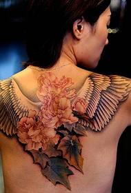 Achtervleugels, bloem, blad tattoo patroon