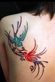 Totem della spalla posteriore ingoia l'immagine del modello del tatuaggio