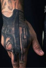 Mano indietro tatuaggio realistico pistola Glock 17 nero
