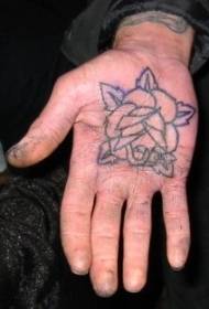 Рука једноставна безбојна слика тетоваже ружа и лишћа