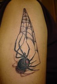 肩部現實蜘蛛編織的手紋身圖案