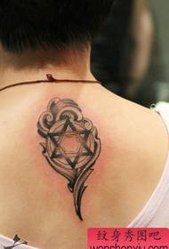 Retro modni šestokraki uzorak tetovaže zvijezda