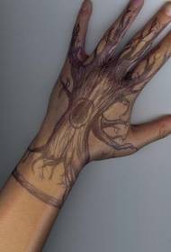 Mano indietro modello di tatuaggio marrone zio linea