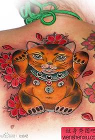 Les filles ont repris le motif de tatouage classique du chat chanceux