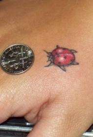Warna tangan realistis gambar tato ladybug kecil