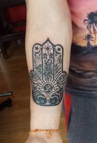 Brako nigra fatima mano kun speciala simbolo tatuaje ŝablono