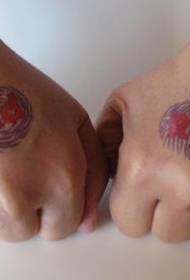 Wzór męskiej dłoni czerwony wzór tatuażu wydruku