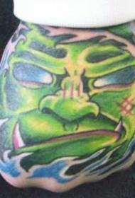 Håndfarget monster ansikts tatoveringsmønster