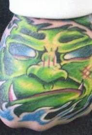 Modello tatuaggio faccia di mostro colorato a mano