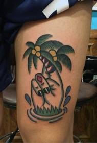Палма во боја на нозете со шема на тетоважи со прсти