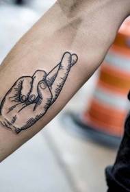 Modello di tatuaggio minimalista braccio incrociato mano dito