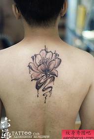 Patinų ir vyrų nugaros populiarus pop-up juodos ir baltos lotoso tatuiruotės modelis