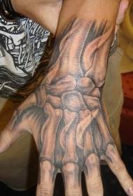 Patrón de tatuaje de mano realista gris de mano