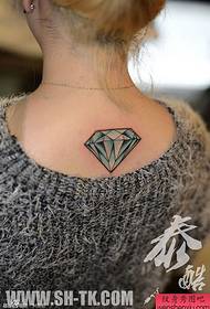 여자 다시 블루 사랑 다이아몬드 문신 패턴