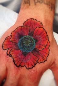 Modello di tatuaggio fiore papavero colorato a mano