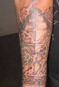 Arm aztekske piramide tattoo patroan