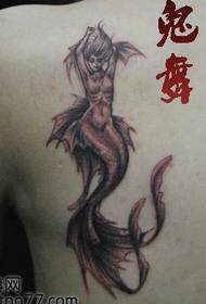 A popular classic back mermaid tattoo pattern