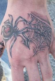Melns zirnekļa un tīkla tetovējuma raksts rokas aizmugurē