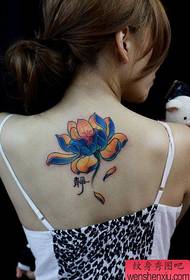 Beautiful back lotus flower tattoo pattern