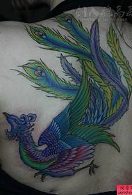 ຮູບແບບ tattoo phoenix ຂອງແມ່ຍິງກັບຄືນໄປບ່ອນ