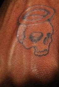 Hand swart minimalistiese skedel tattoo patroon