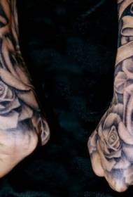Paprastas spalvotas rožinės rankos nugaros tatuiruotės modelis