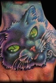 Hand starry color cat tattoo pattern