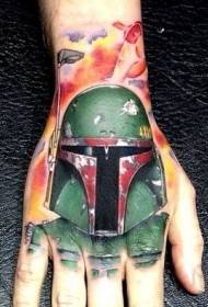 Neverjetna barva hrbtne strani roke, Boba Fett tetovaža